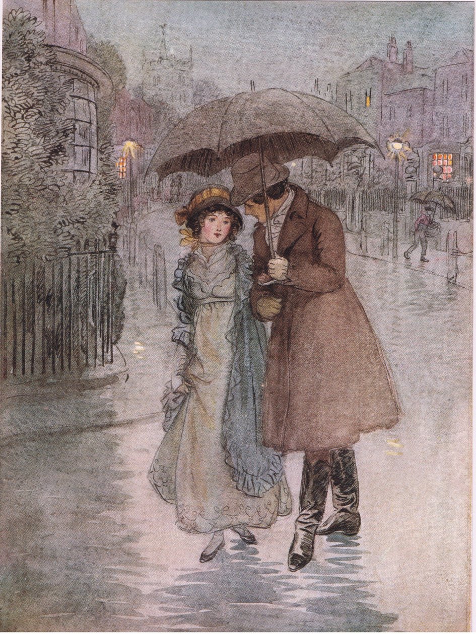 Phoebe: "Det regnede, og mit ansigt var vådt. (litho) af Hugh Thomson