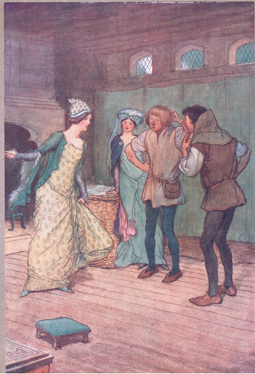 Der tømmes det i den mudrede grøft, illustration fra The Merry Wives of Windsor, 1910 af Hugh Thomson