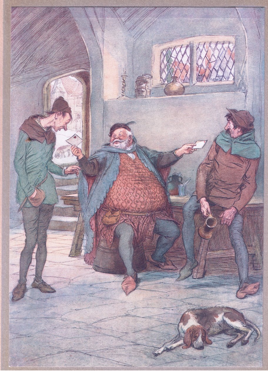 Dette brev til Mistress Page og du dette til Mistress Ford, illustration fra The Merry Wives of Windsor, 1910 af Hugh Thomson