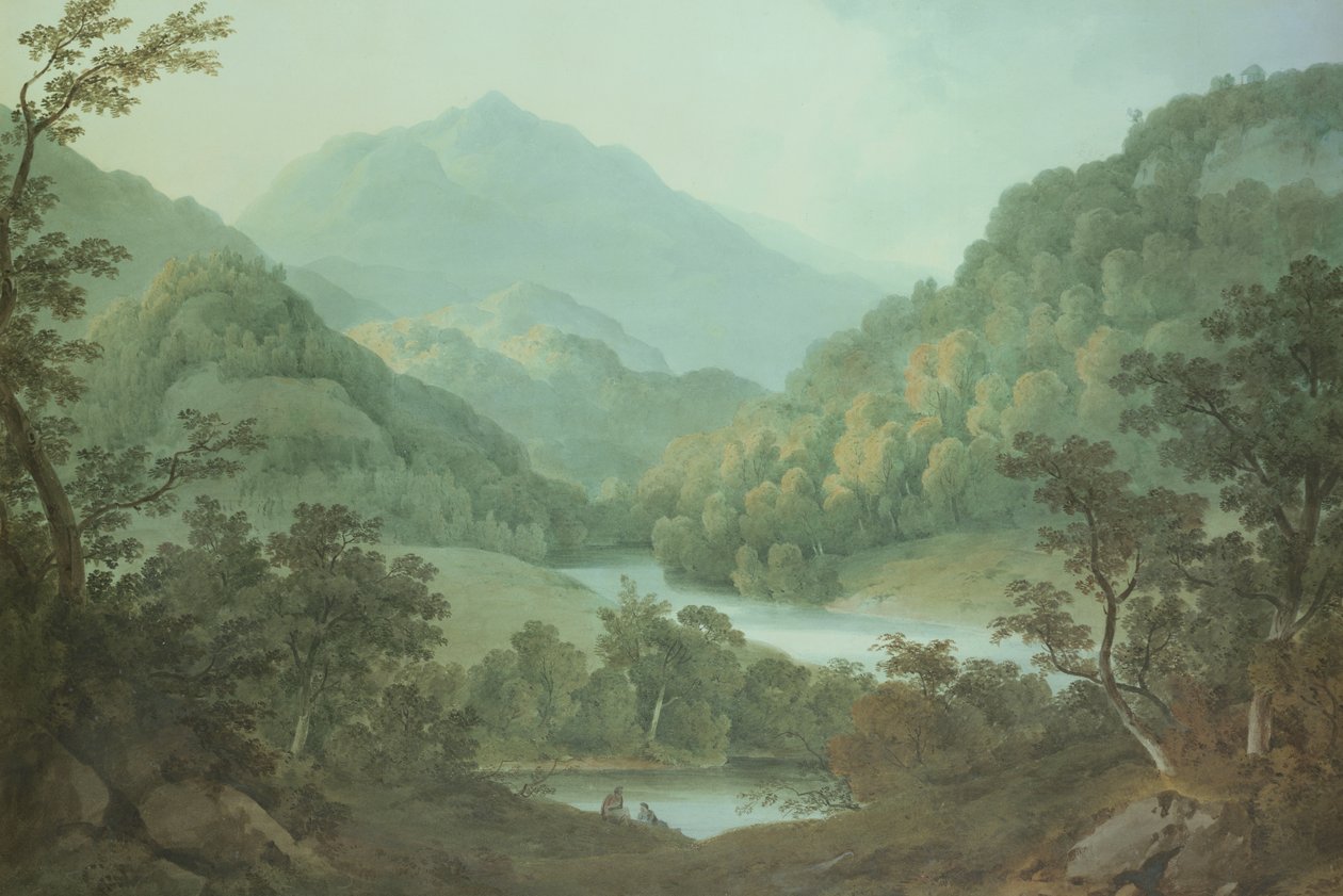 Udsigt over Dundurn fra Dunira (wc på papir) af Hugh William Williams