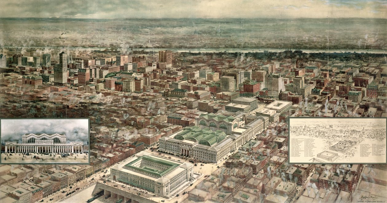 Pennsylvania Station, 7th Avenue og 32nd Street, New York City, indgraveret af Ketterlinus, 1910 af Hughson Frederick Hawley