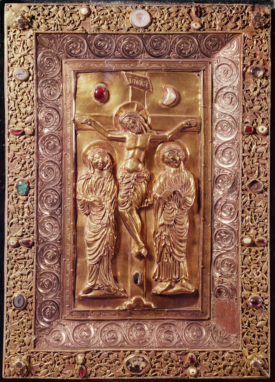 Golgata, ca. 1228 (sølv gælder og granat) af Hugo d Oignies