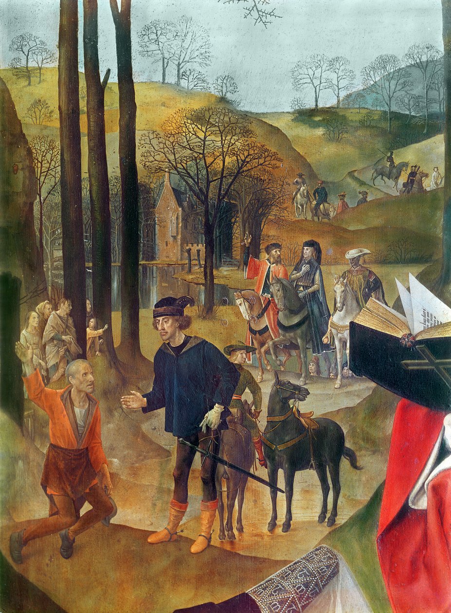 Portinari altertavle, højre paneldetalje af magiernes ankomst, c.1479 olie på panel af Hugo van der Goes