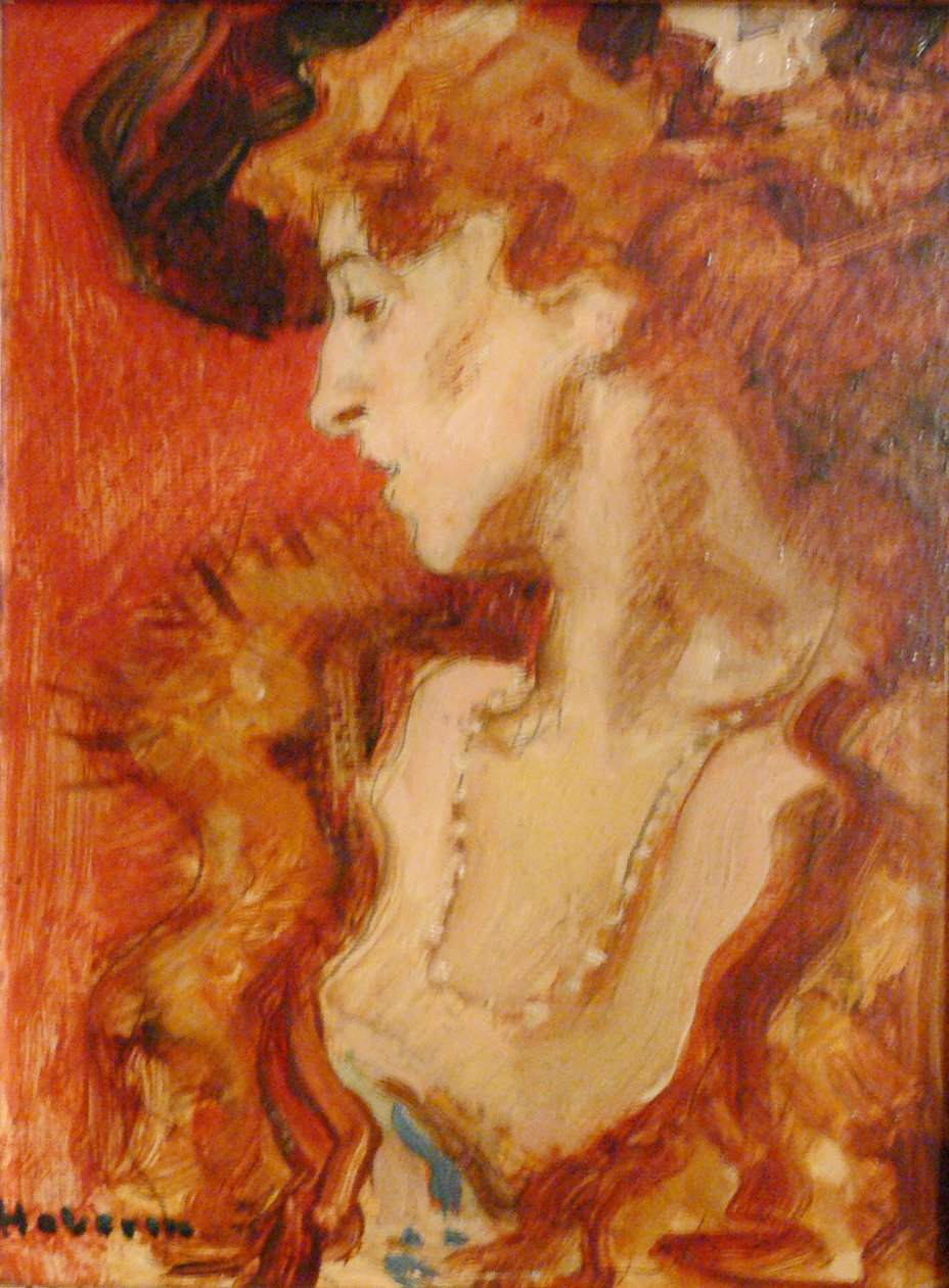 Die rote Dame.n Engelsk: The Red Lady or The Lady in Red.Francais: La Dame rouge eller La Dame en rouge.n af Hugo von Habermann