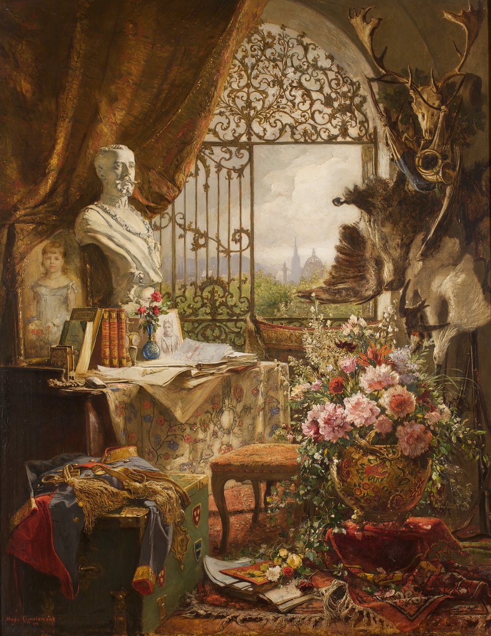 Stilleben med en buste af kronprins Rudolf af Hugo Charlemont