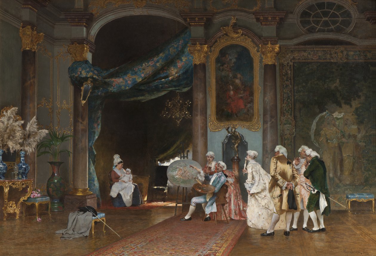 Et møde, ca. 1880 af Hugo Salmson