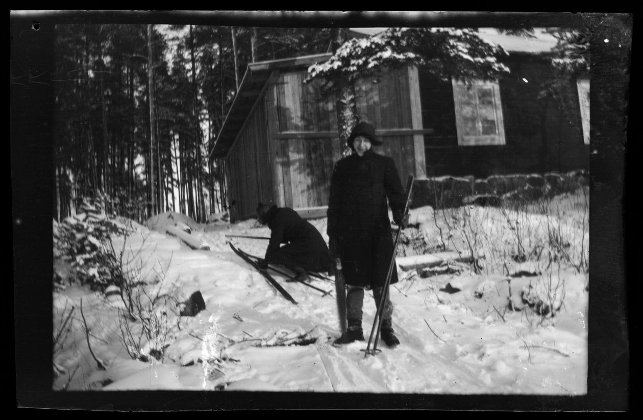 Arne Homén og Guido Simberg og deres ski af Hugo Simberg