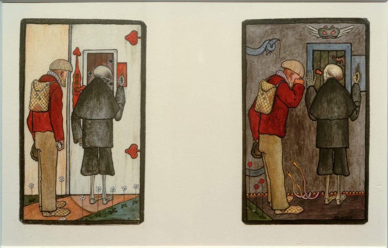 Bonde og død ved himlens og helvedes porte af Hugo Simberg