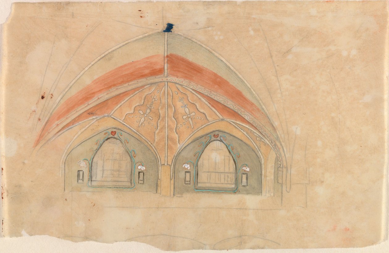 Hjulkorsedderkop, skitse til Tammerfors domkirke af Hugo Simberg