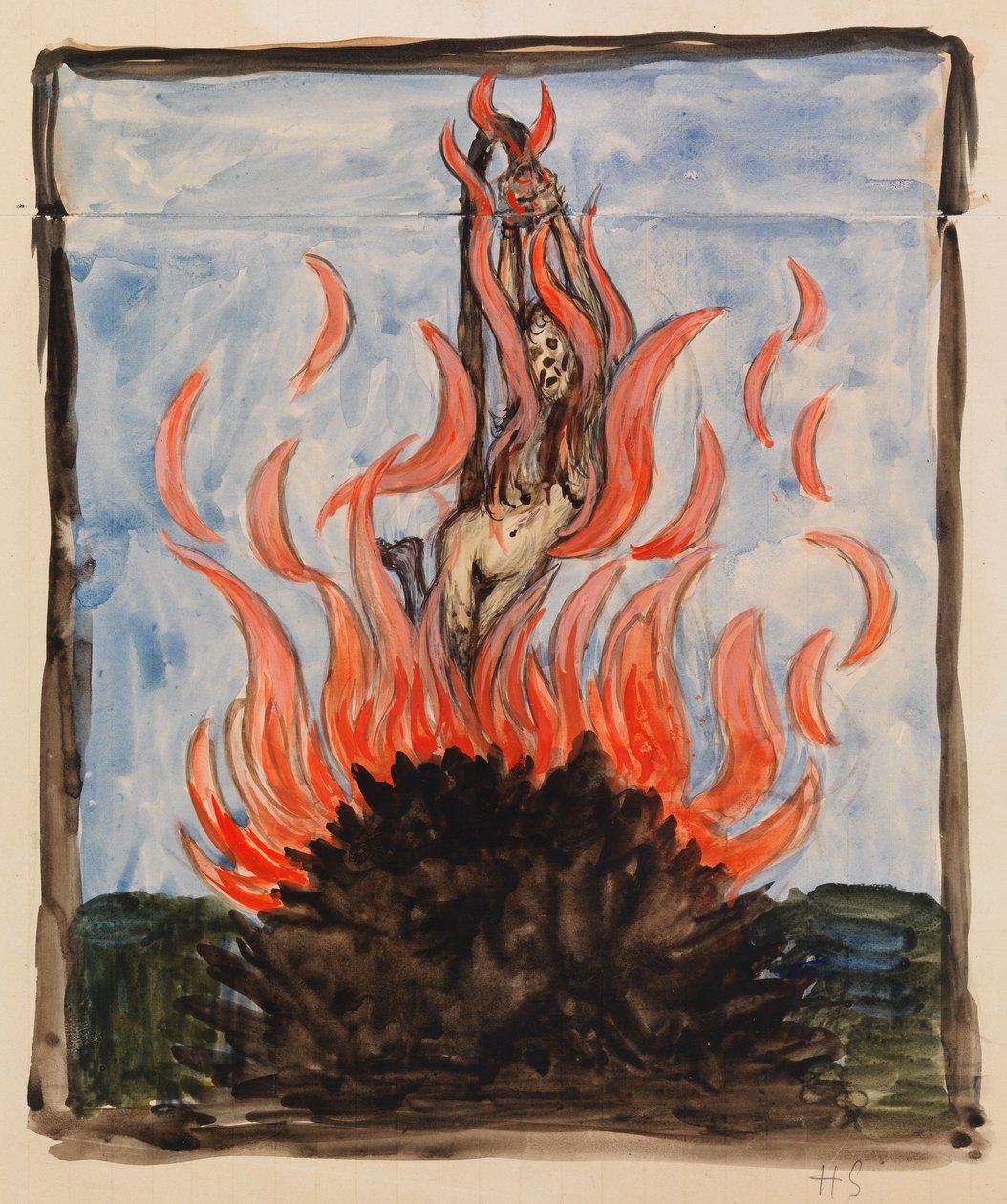 Heksen på bålet af Hugo Simberg