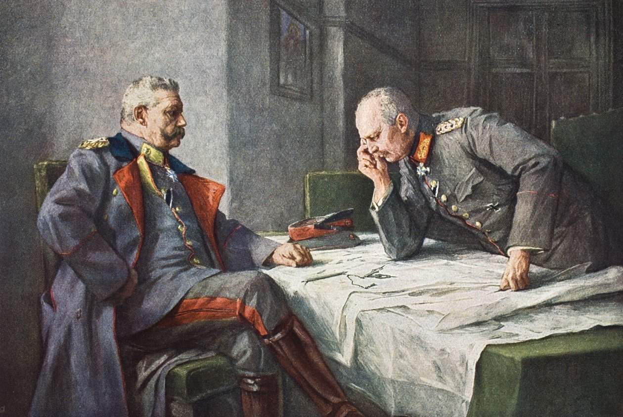 General von Hindenburg og generalquartiermeister Erich von Ludendorff ved kortbordet af Hugo Vogel