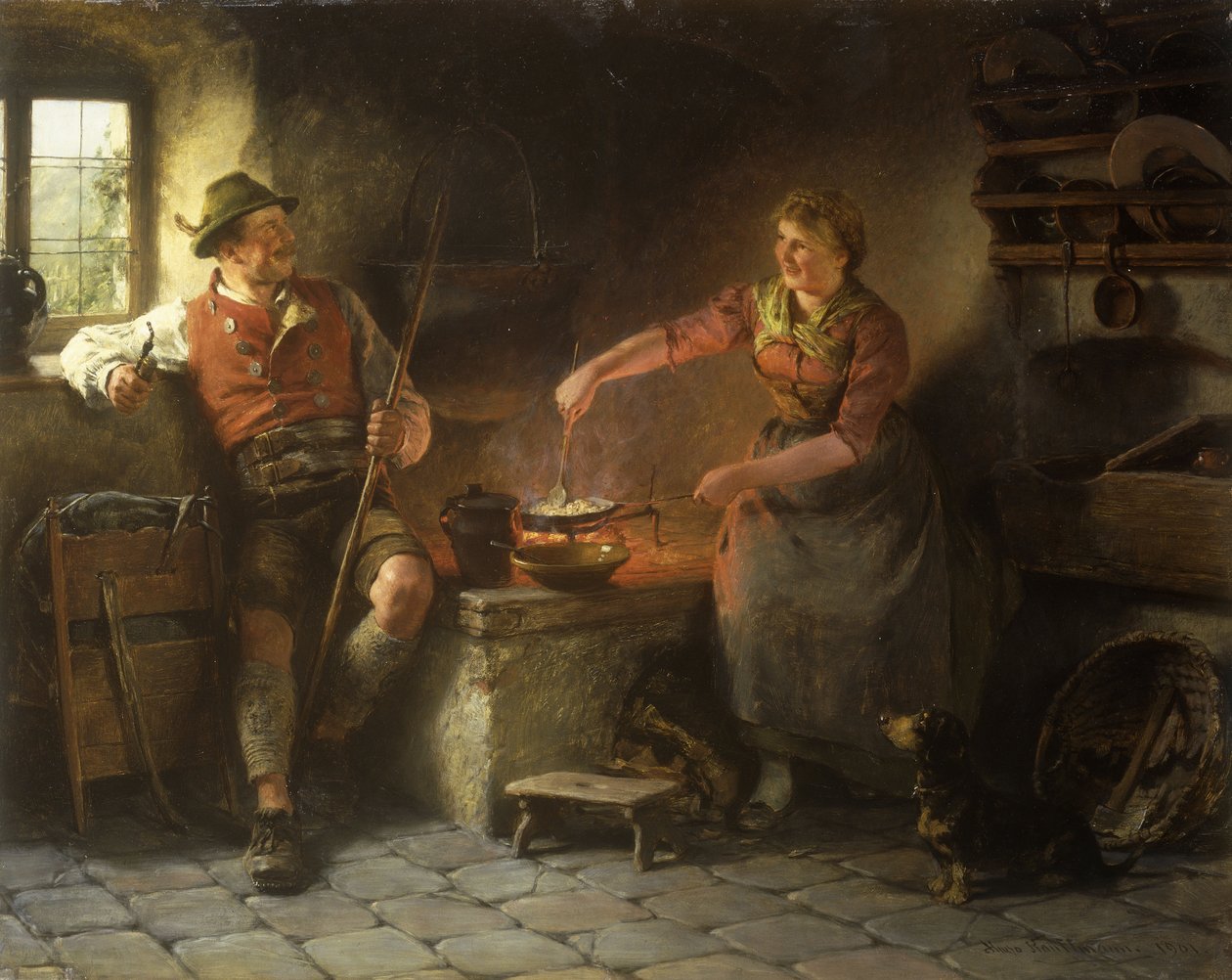 I køkkenet, 1901 af Hugo Wilhelm Kauffman
