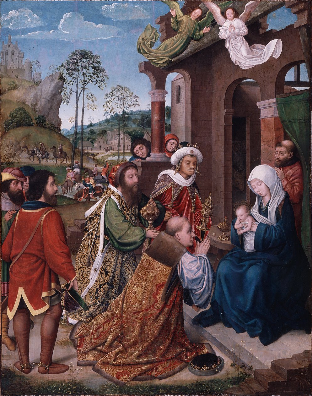 De hellige tre kongers tilbedelse, ca. 1505 (olie på panel) af Hugo van der (follower of) Goes
