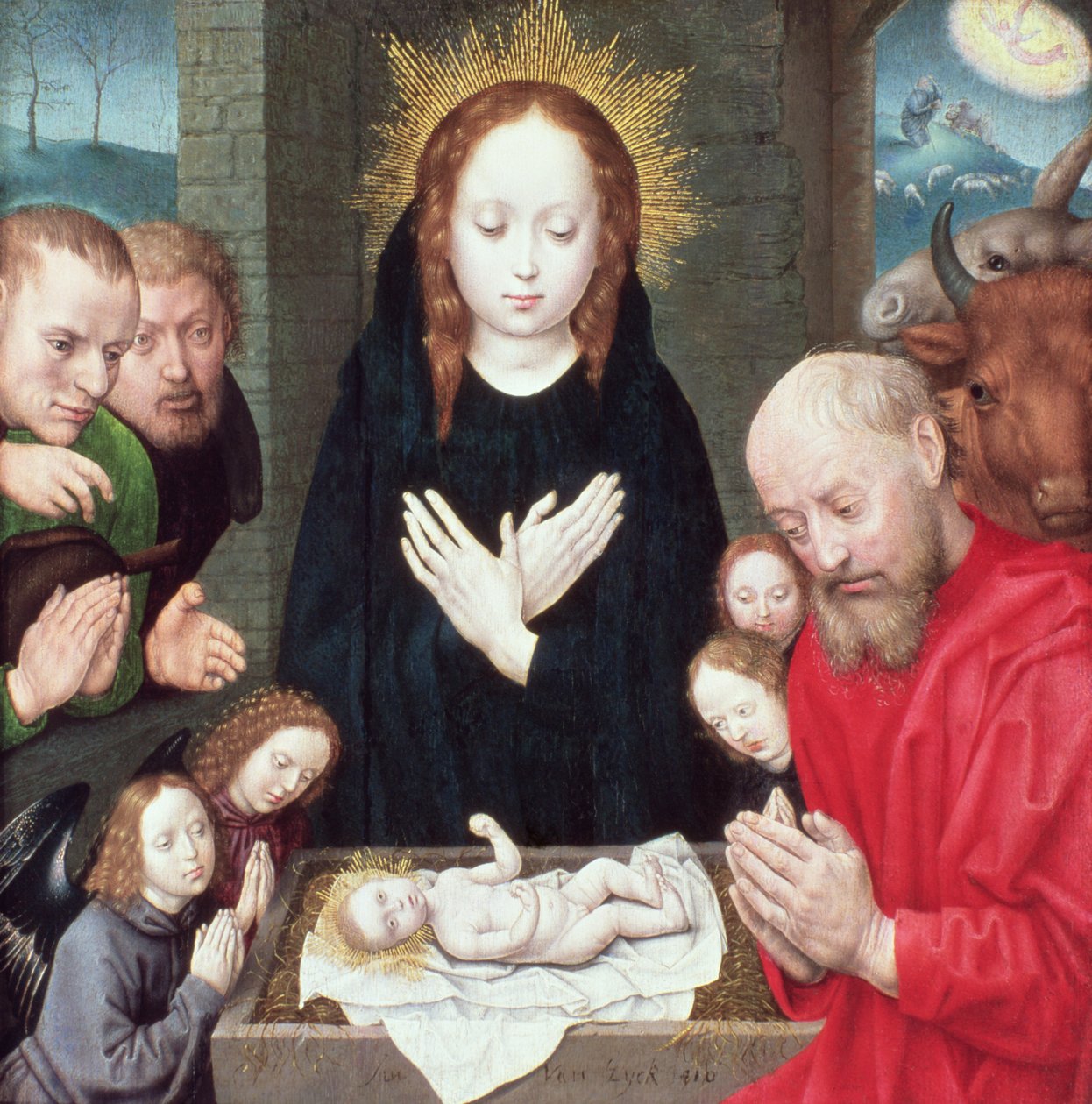 Tilbedelse af hyrderne (tempera på panel) af Hugo van der Goes