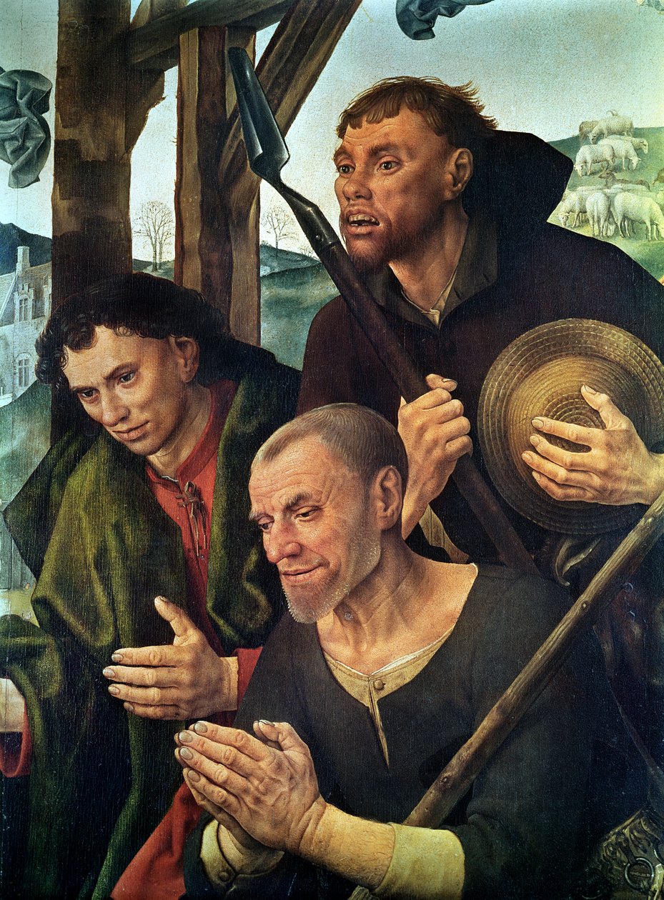 Hyrdernes leder, detalje fra midterpanelet på Portinari-altertavlen, ca. 1479 (detalje af 9619) af Hugo van der Goes