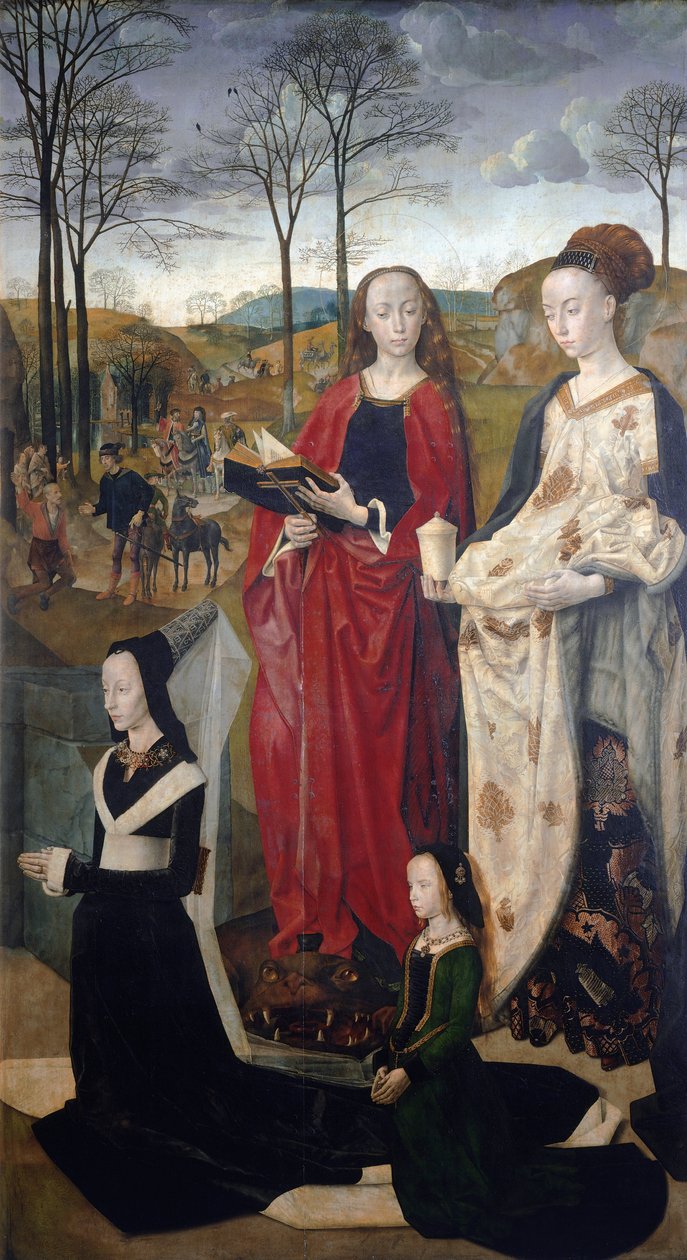 Portinari Altertavle: Hyrdernes tilbedelse, detalje af det indre afsnit - Olie på træ af Hugo van der Goes
