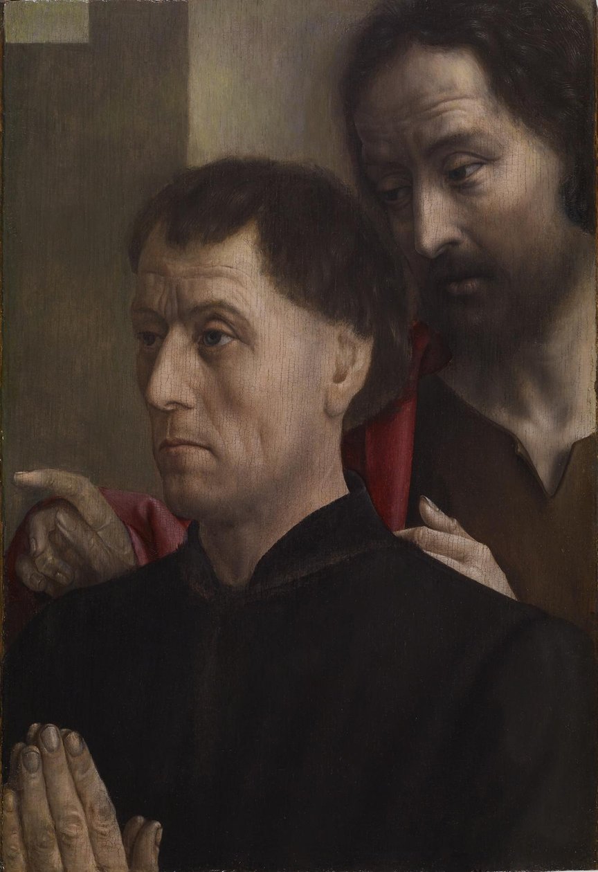 Portræt af en mand i bøn med Johannes Døberen, ca. 1475 (olie på panel) af Hugo van der Goes