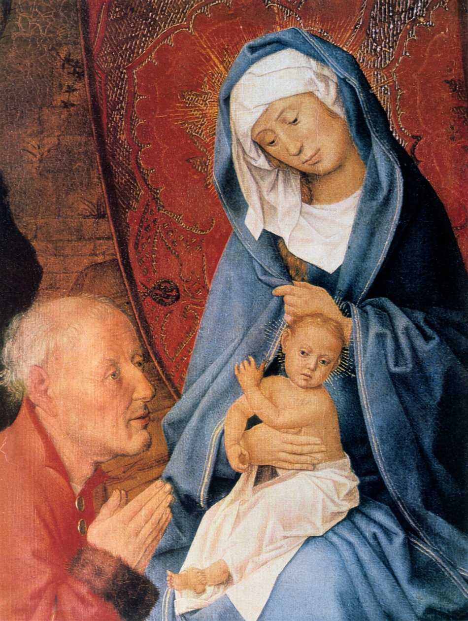 Magiernes tilbedelse, detalje, 1400-tallet. af Hugo van der Goes