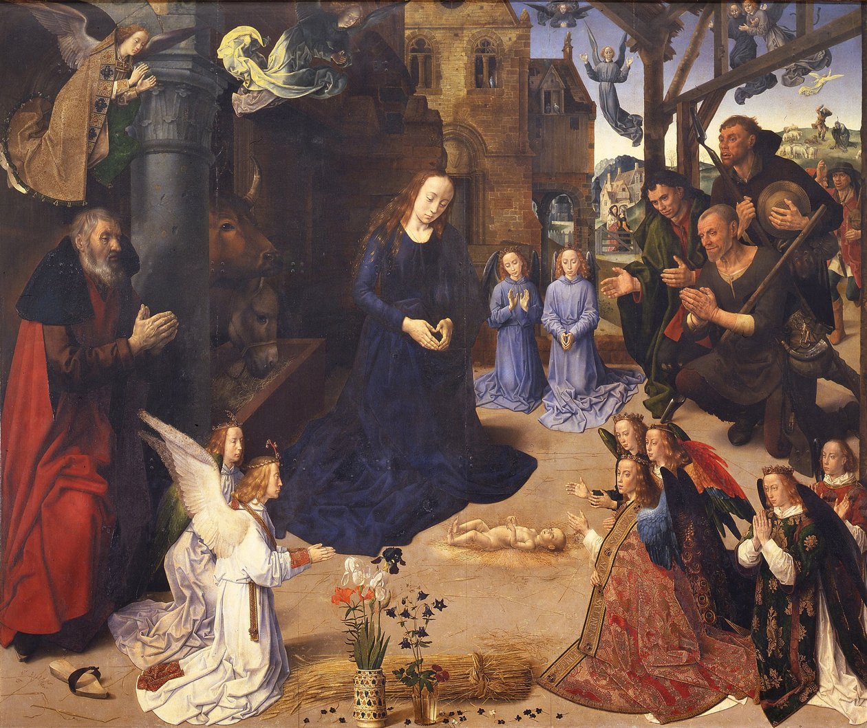 Hyrdernes tilbedelse The Portinari Triptykon, ca 1478 af Hugo van der Goes