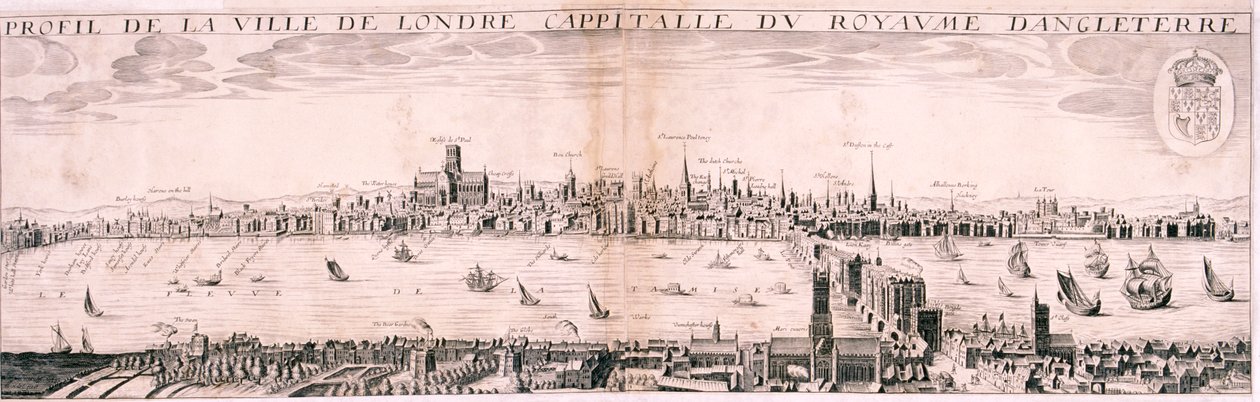 Udsigt over London fra syd, 1643 af Hugue Picart