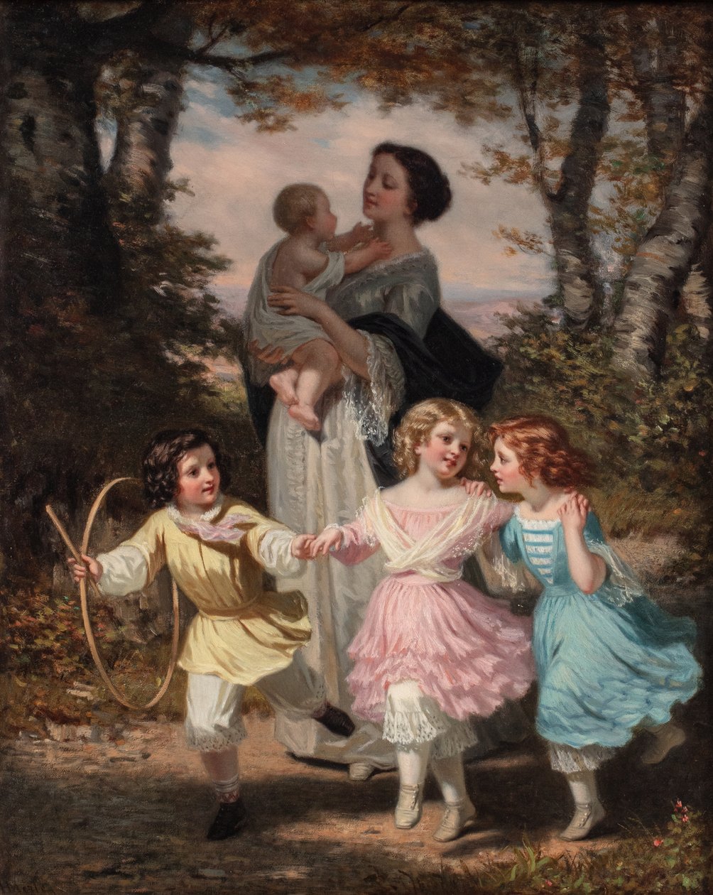 Mor og børn, ca. 1840-80 (olie på lærred) af Hugues Merle