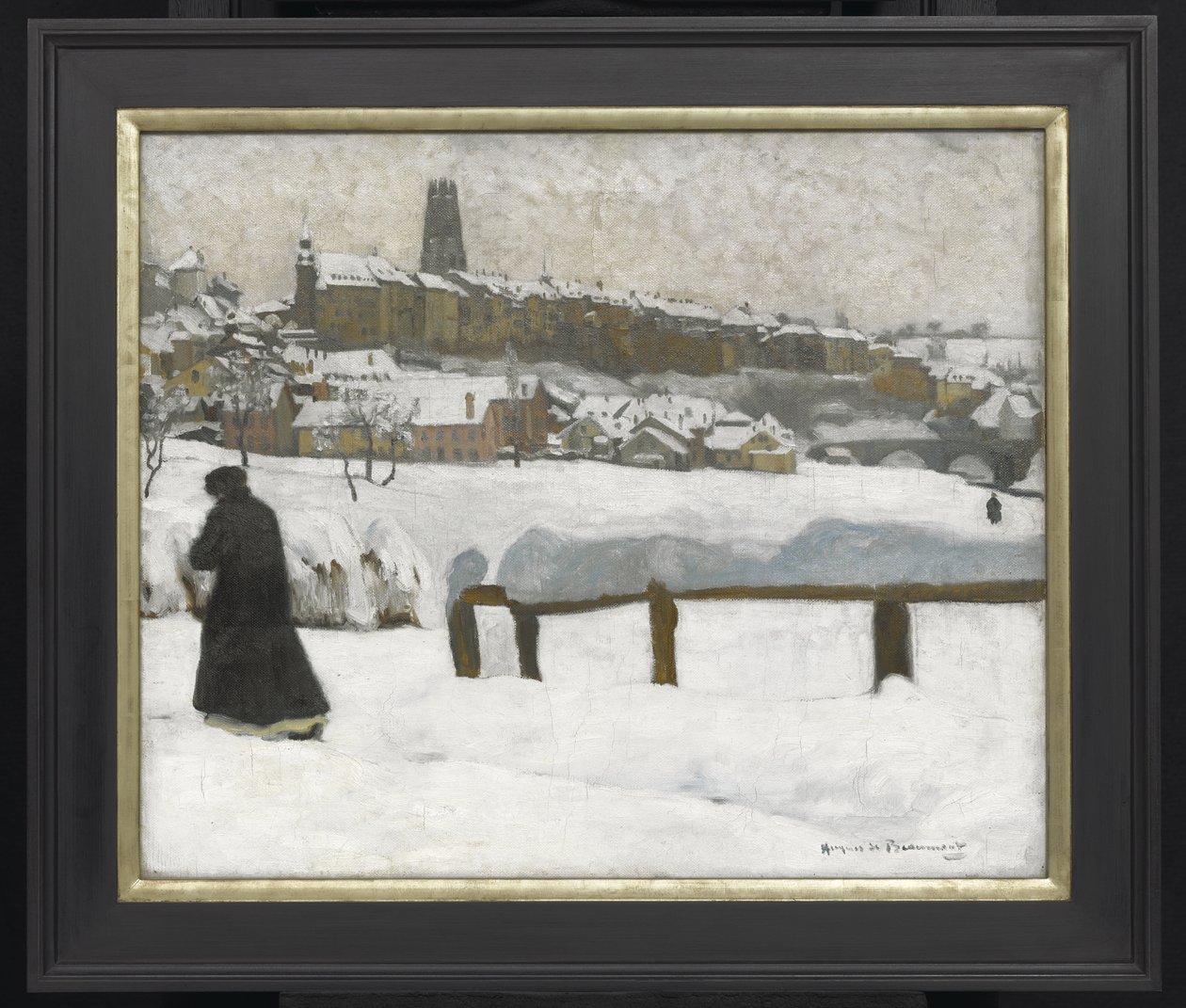 Freiburg i sneen, ca. 1920 (olie på lærred) af Hugues de Beaumont