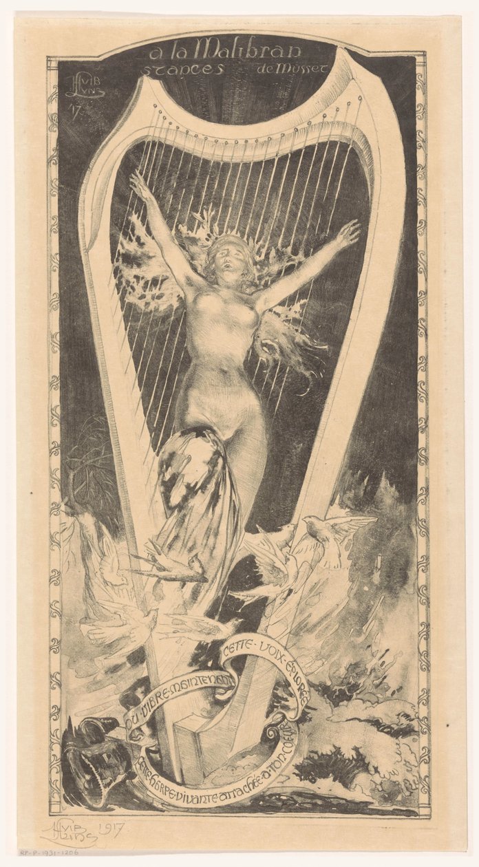 Maria Malibran for harpe la Malibran (titel på objekt) af Huib Luns (signed by artist)