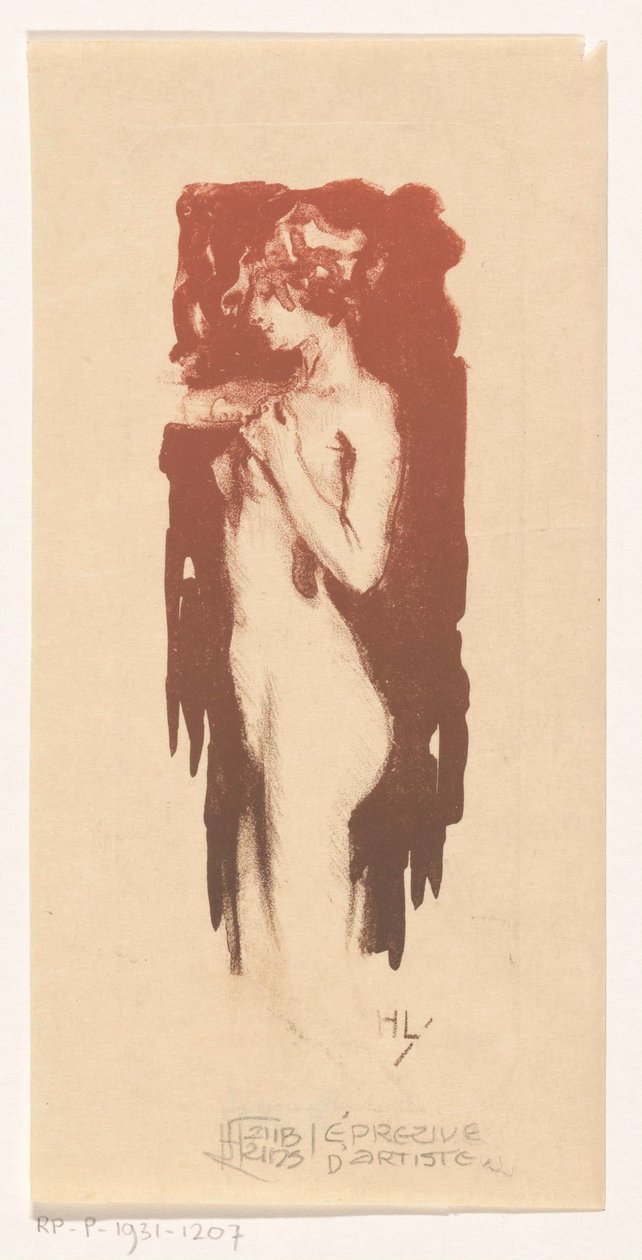 stående nøgen kvinde af Huib Luns (signed by artist)