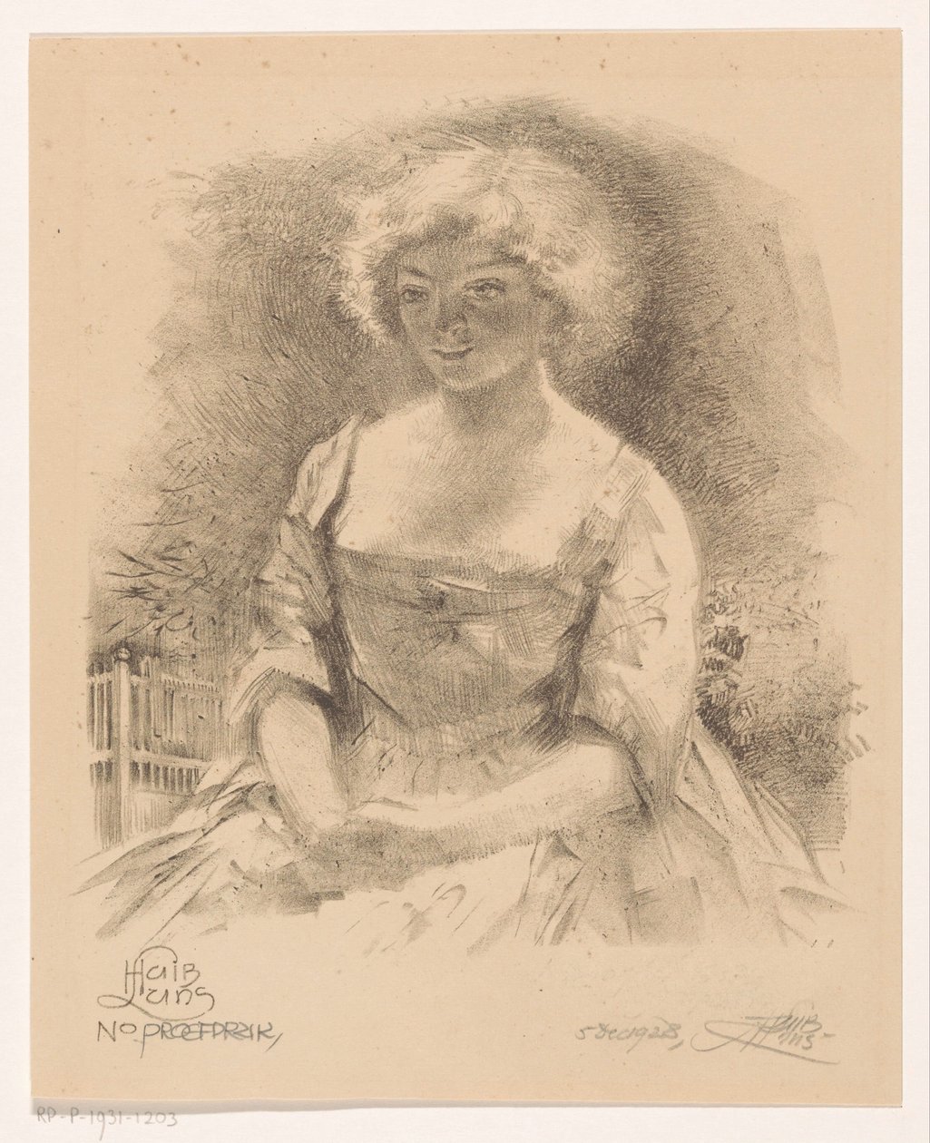 Siddende pige af Huib Luns (signed by artist)