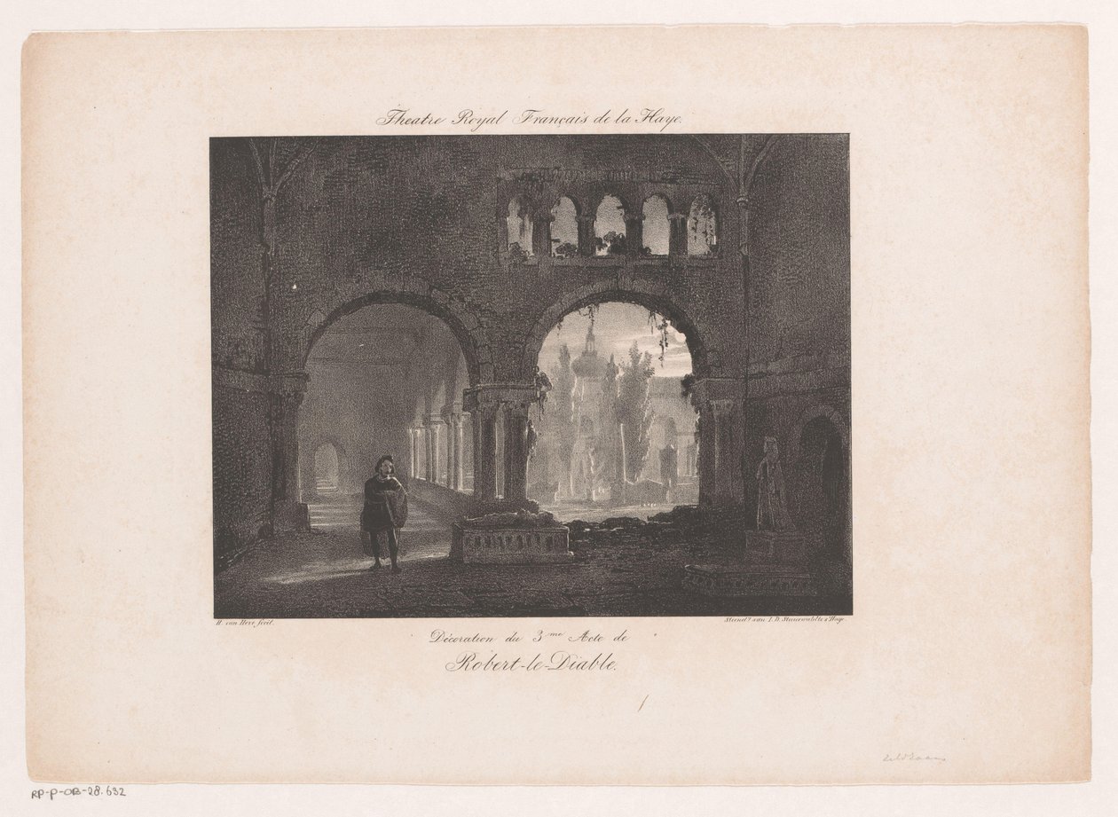 Scenestykke til operaen Robert le diable Theatre Royal Francais de la Haye (titel på objekt) af Huib van Hove Bz
