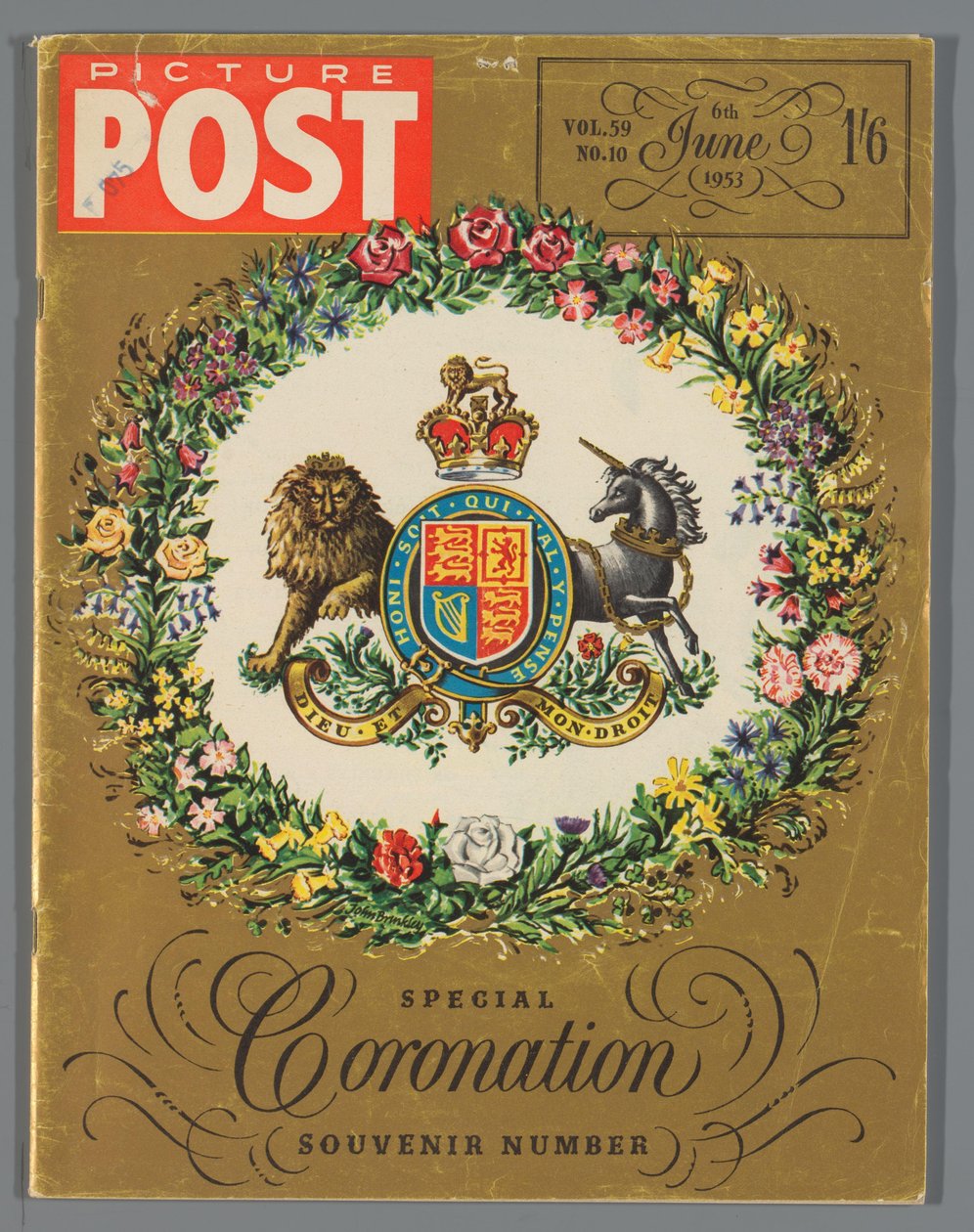 Kopi af specialudgaven af ​​Picture Post for kroningen af ​​dronning Elizabeth II, 6. juni 1953 Billedpost/særligt kronings-souvenirnummer (titel på objekt) af Hulton Press Ltd.