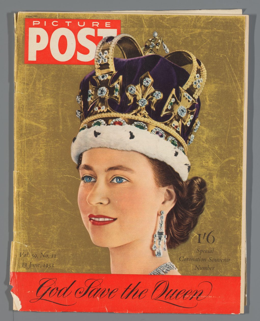 Kopi af specialudgaven af ​​Picture Post for kroningen af ​​Dronning Elizabeth II, 13. juni 1953 Billedpost/særligt kronings-souvenirnummer (titel på objekt) af Hulton Press Ltd.