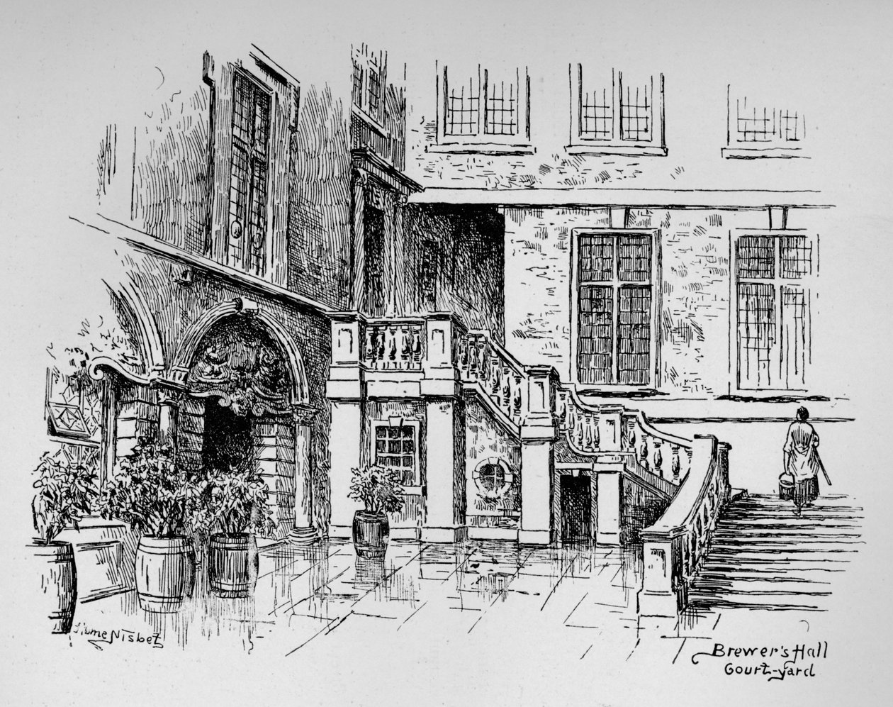 Brewers Hall Courtyard, 1890 af Hume Nisbet