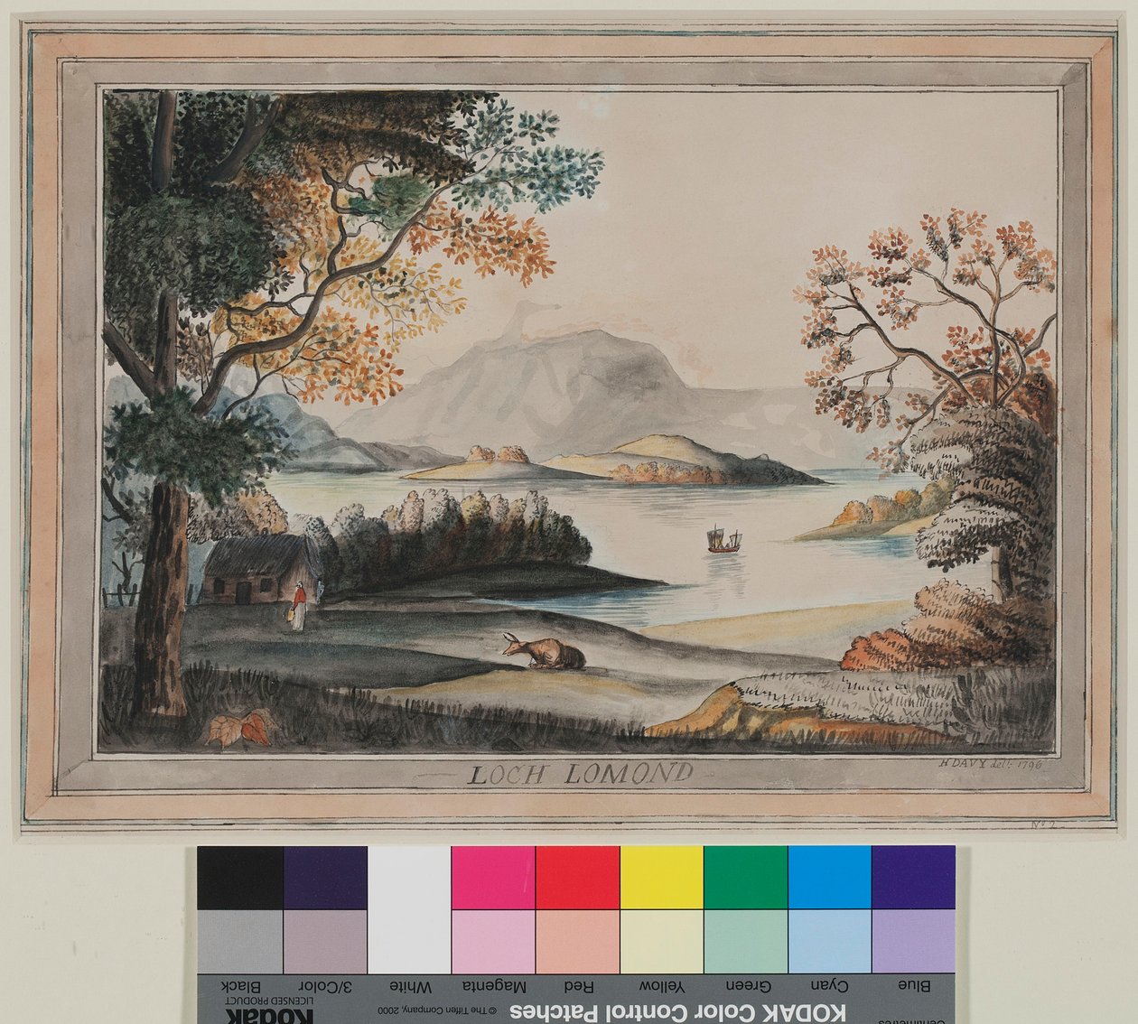Loch Lomond (akvarel på papir) af Humphry Davy