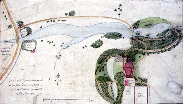 En haveplan for Gosfield Place, Essex af Humphry Repton