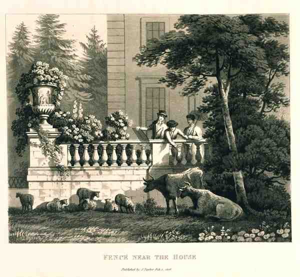 Hegn ved huset, fra "Fragments on the Theory and Practice of Landscape Gardening", udg. 1816 (litografi) af Humphry Repton