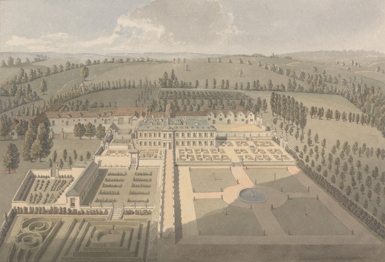 Sarsden House and Gardens, Oxfordshire: Fugleperspektiv af Humphry Repton