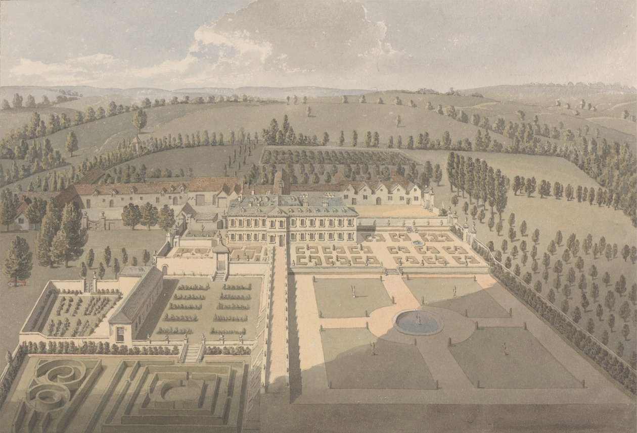 Udsigt over Sarsden (wc over grafit på papir) af Humphry Repton
