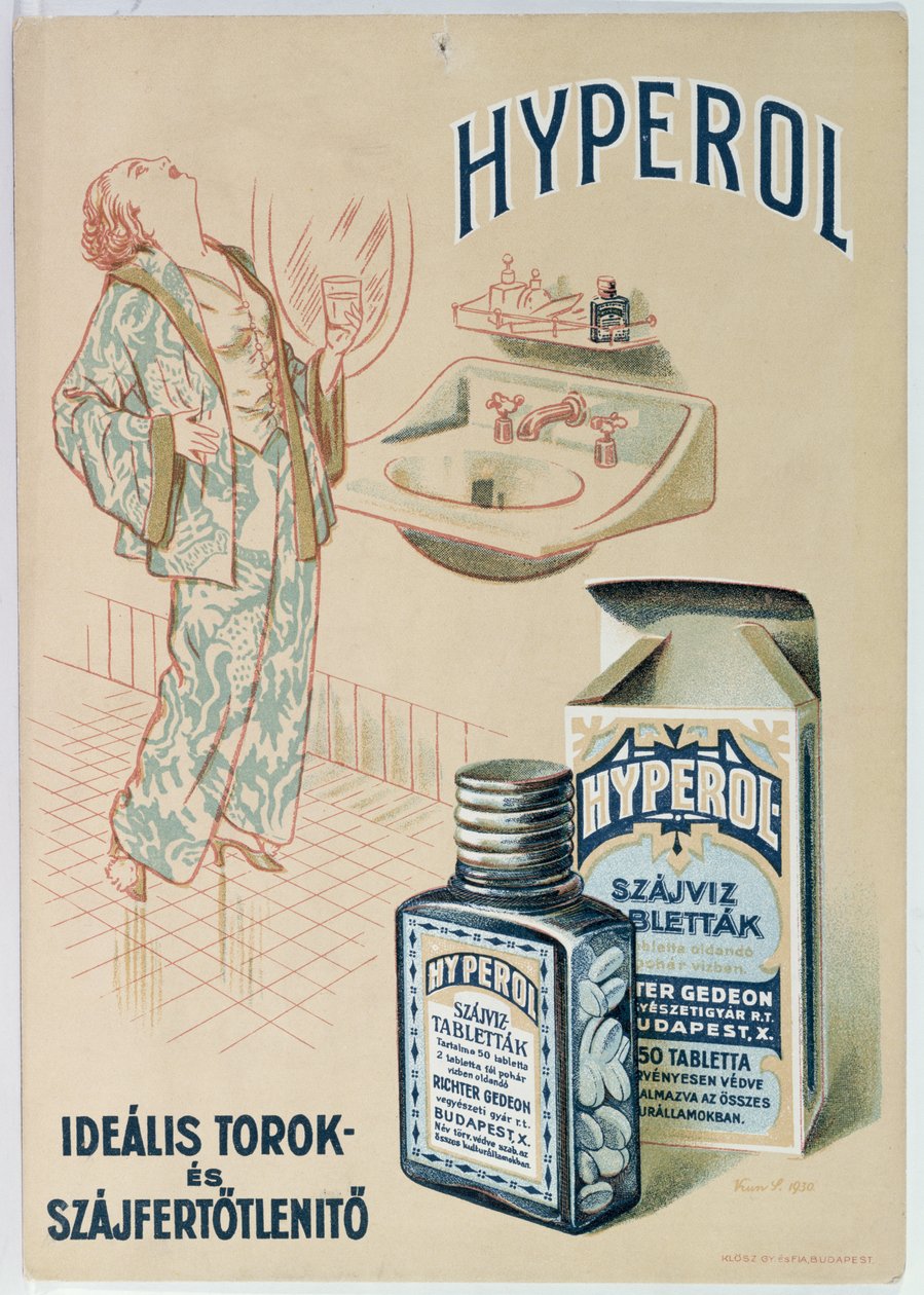 Annonce for Hyperol mundskyltablet, 1930 af Hungarian School