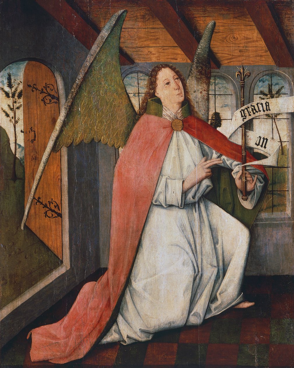 Ærkeenglen Gabriel, detalje fra Annunciation, maleri af ungarsk ukendt kunstner, Ungarn af Hungarian School