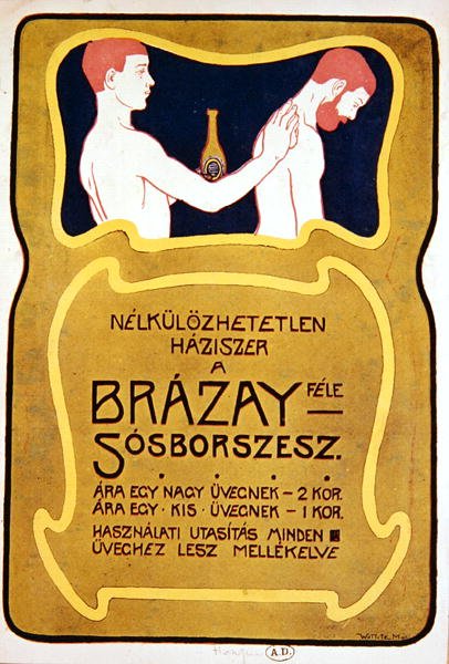 Ungarsk reklame for Eau de Toilette Brazay, ca. 1900 (farve litho) af Hungarian School