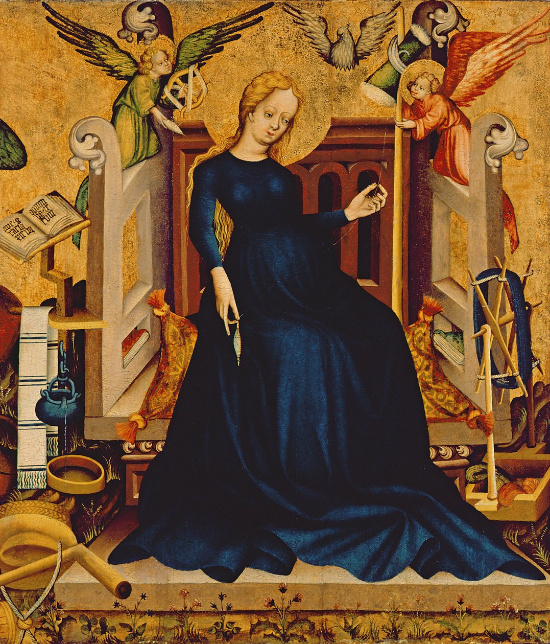 Maria Gravida, fragment af et panel fra Németújvár, 1409 (ægtempera på panel) af Hungarian School