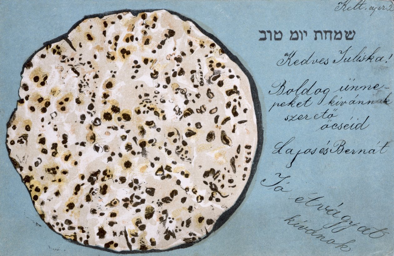 Postkort til påske med usyret brød, ca. 1900 af Hungarian School