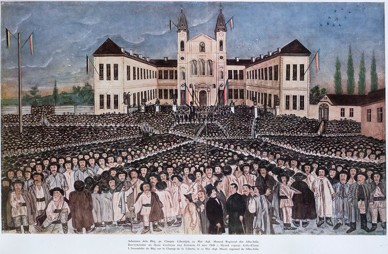 De rumænske bønders Rally ved Blaj i Transsylvanien den 15. maj 1848 af Hungarian School