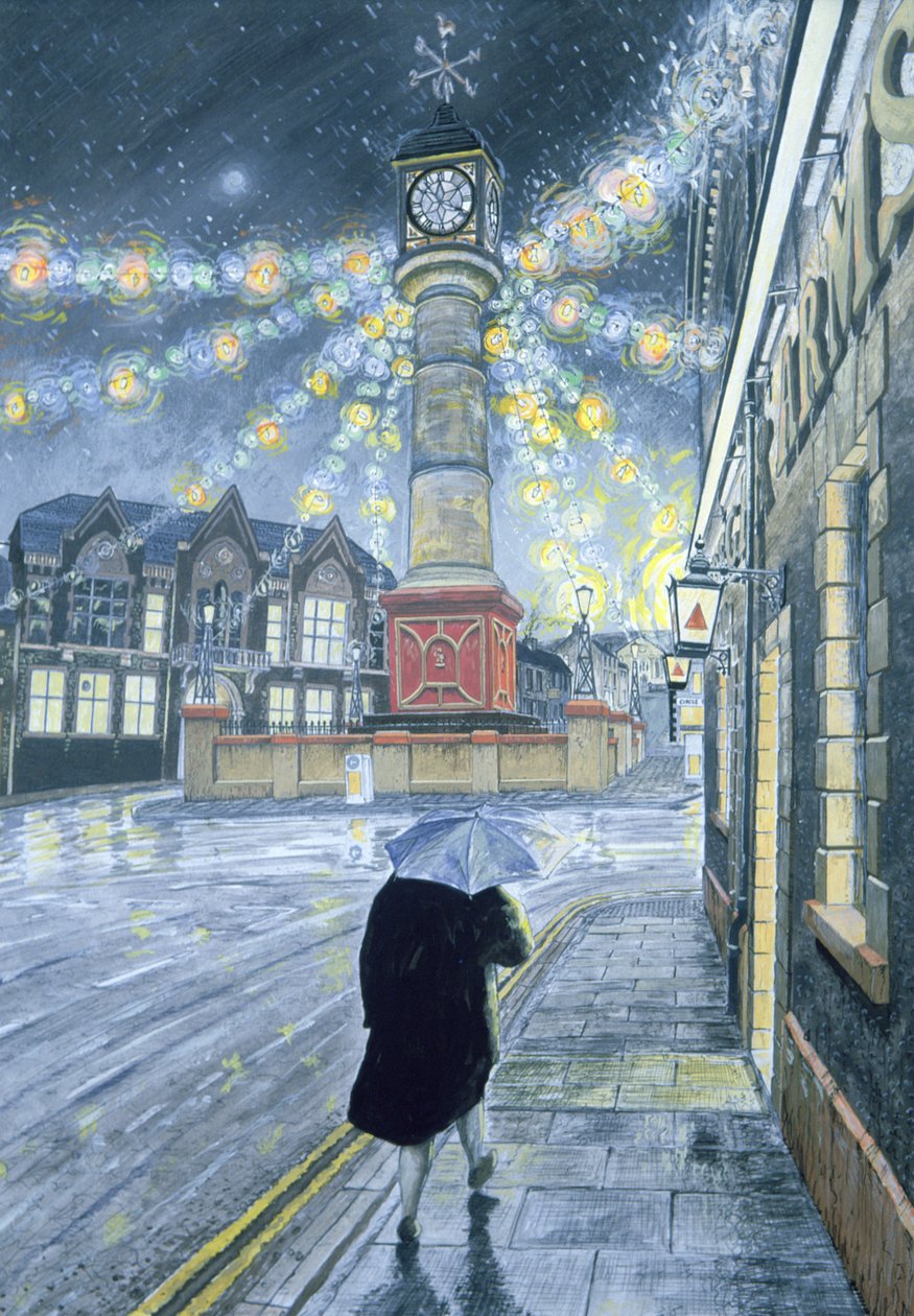 A December Dusk at Tredegar, 1992 (gouache på kort) af Huw S. Parsons
