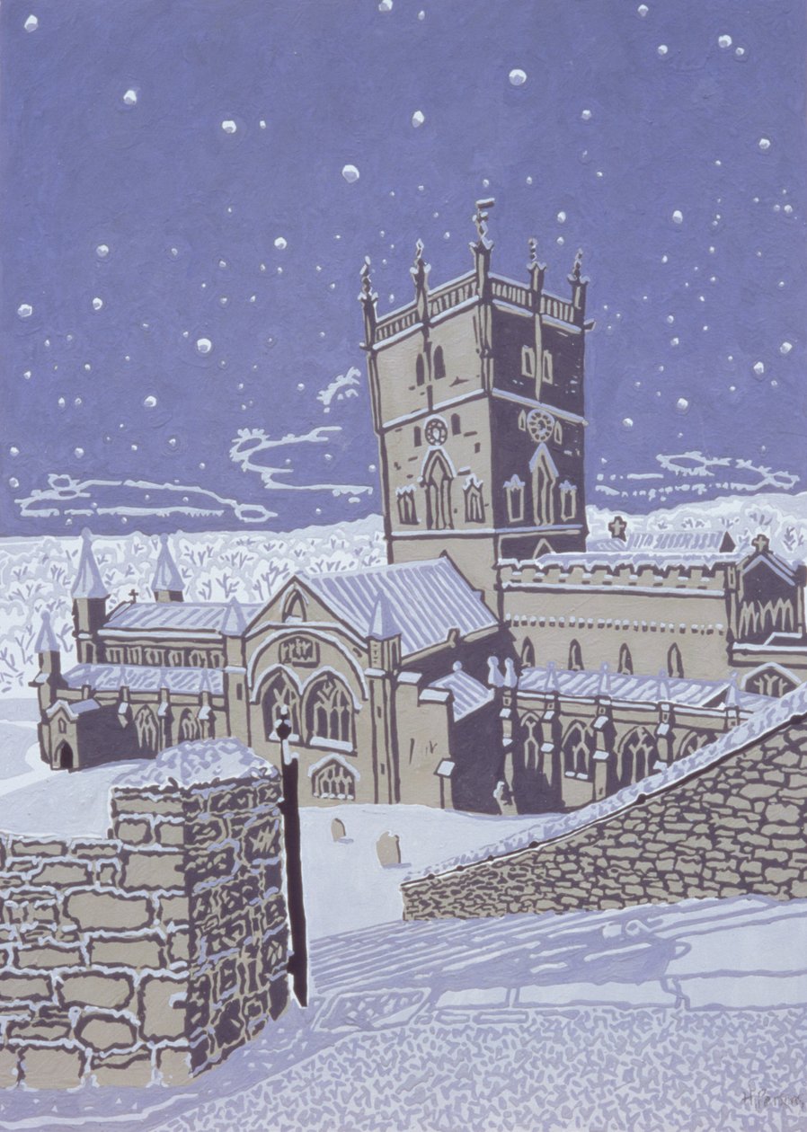 St. Davids Cathedral in the Snow, 1996 af Huw S. Parsons