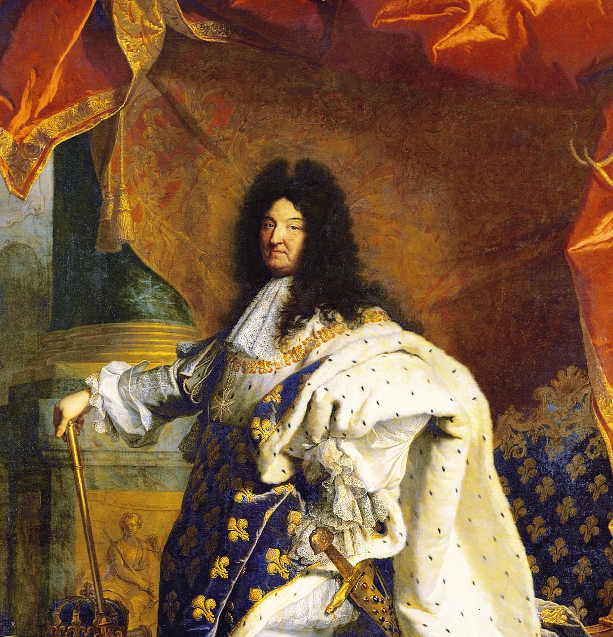 Louis XIV i kongelig kostume, 1701 (detalje af 59867) af Hyacinthe Francois Rigaud