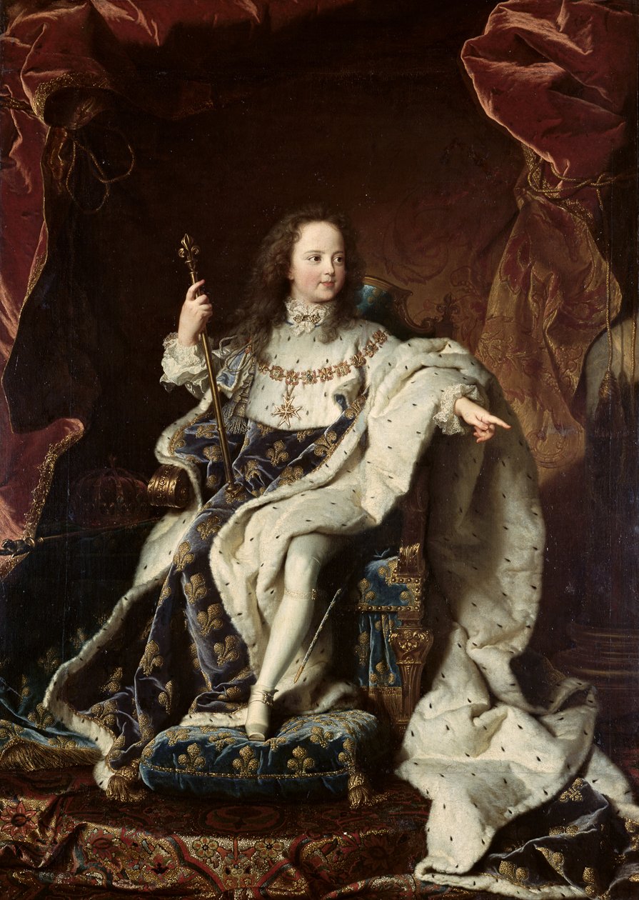 Portræt af Ludvig XV (1710-74) i kroningsklæder, 1715 af Hyacinthe Francois Rigaud