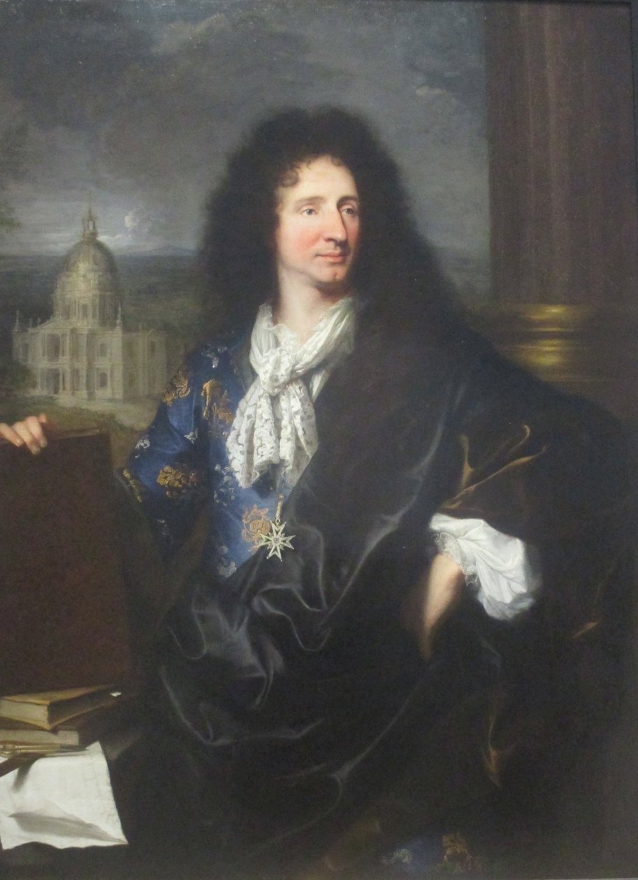 Portræt af Jules Hardouin-Mansart, arkitekt af kongen af ​​Frankrig Louis XIV (1643-1715) af Hyacinthe Francois Rigaud