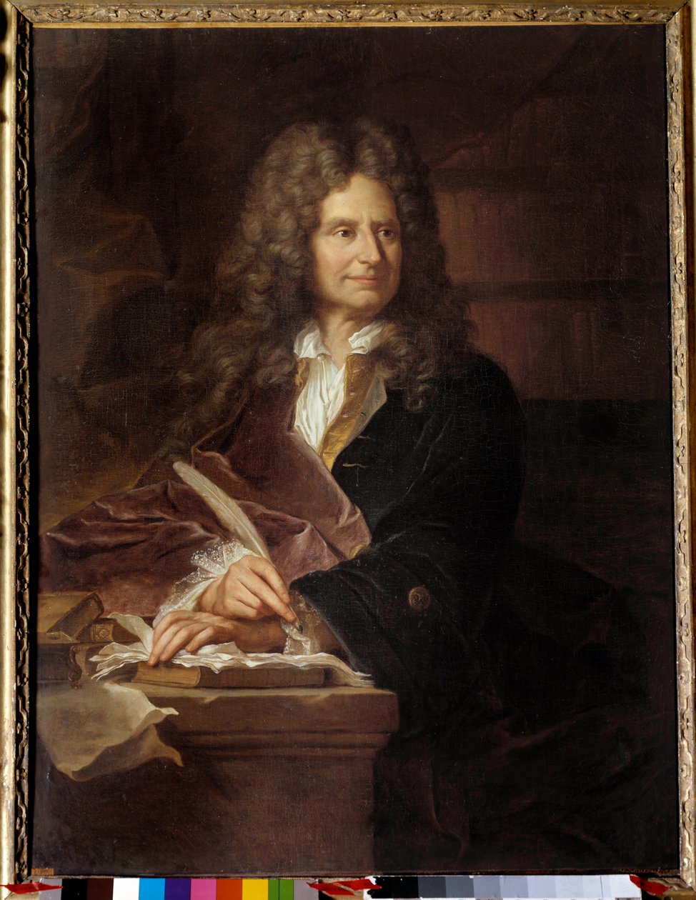 Portræt af Nicolas Boileau (1636 - 1711) dit Boileau Despreaux (Boileau-Despreaux), fransk forfatter - Maleri fra Hyacinthe Rigauds værksted (1659-1743) af Hyacinthe (studio of) Rigaud